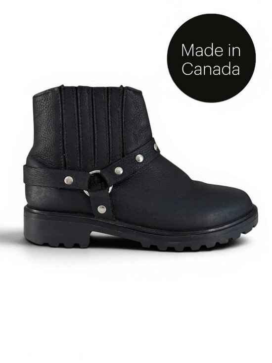 Martino Shoes - MARTINO black leather harness ankle boots lug sole 10